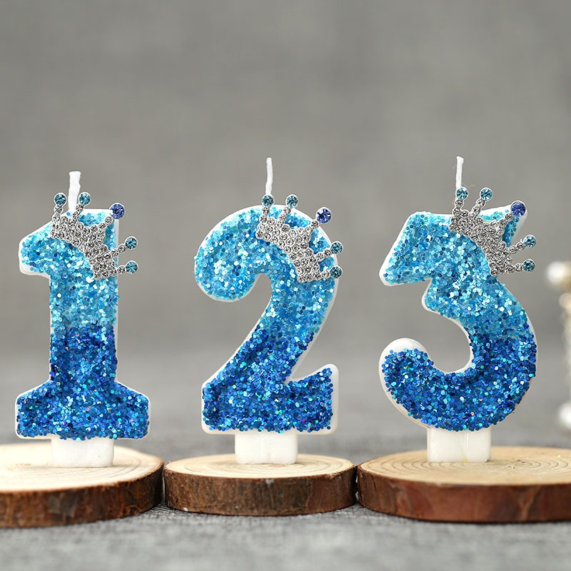 Candle Supplies Free Shipping - Bougie d'anniversaire numérique créative bleu paon
