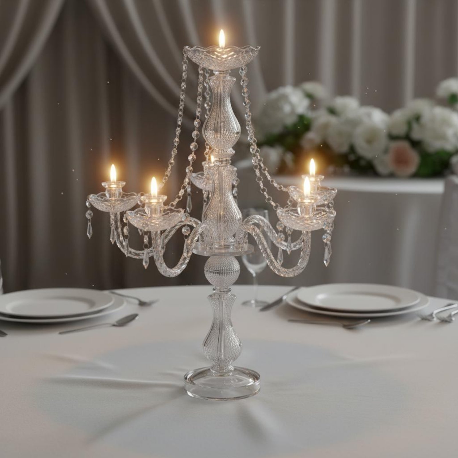 Candle Holder Supplies - Candélabre en cristal élégant pour mariage,