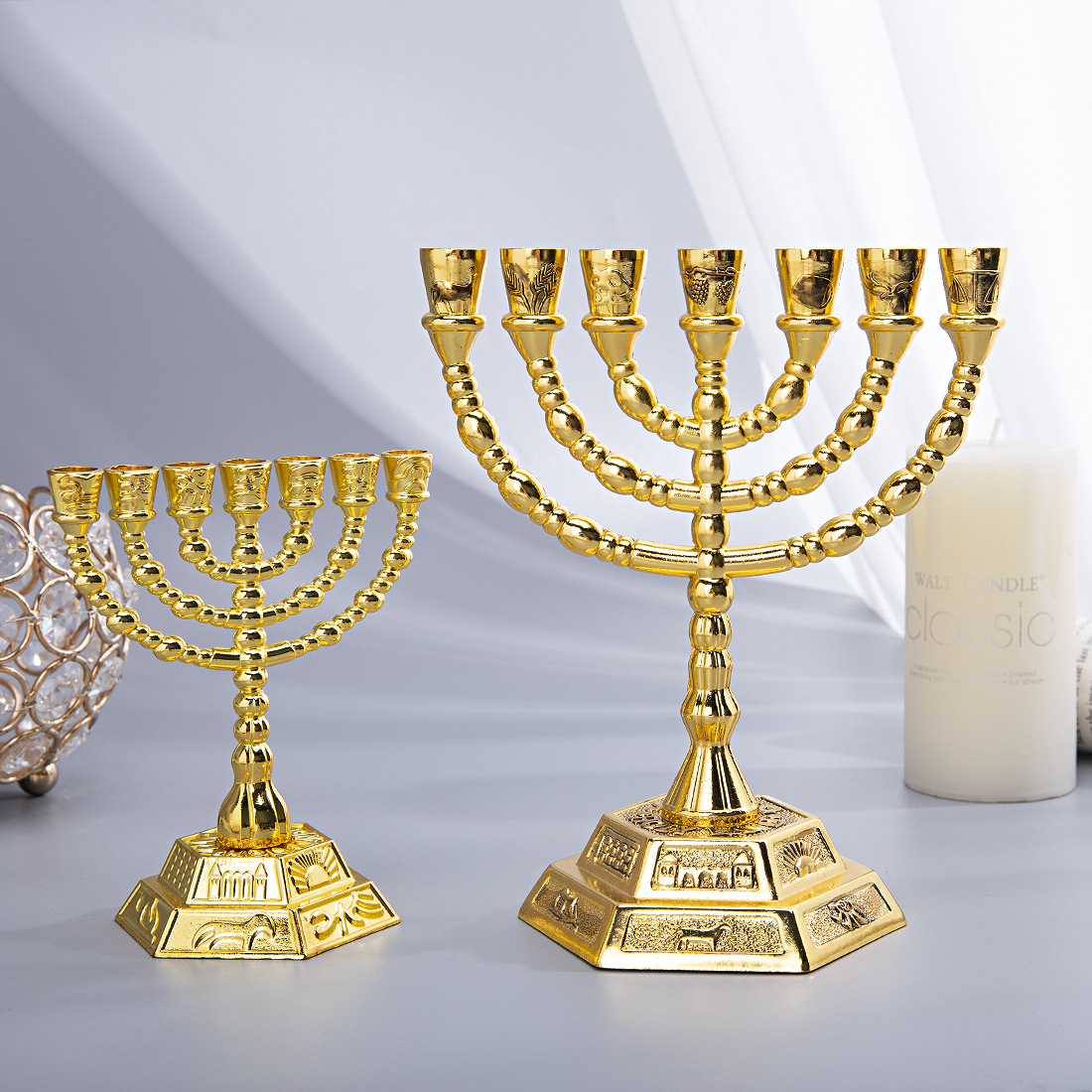 Candle Holder Supplies - Ménorah à 7 branches, décoration de