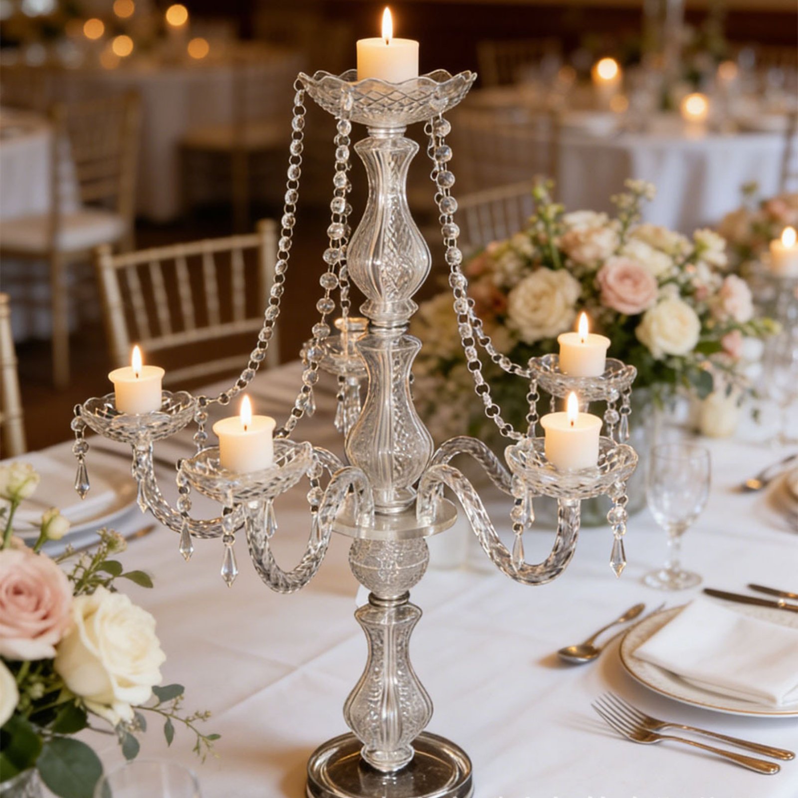 Candélabre en cristal élégant  - Candle Holder Supplies avis et prix